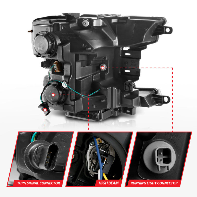 ANZO 2018-2019 Ford F-150 Projector Plank Style H.L. Black Amber (Without Switchback) ANZO Headlights  AXOPROS