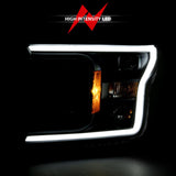 ANZO 2018-2019 Ford F-150 Projector Plank Style H.L. Black Amber (Without Switchback) ANZO Headlights  AXOPROS