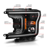 ANZO 2018-2020 Ford F-150 Projector Headlight w/ Plank Style Switchback Black Housing ANZO Headlights  AXOPROS