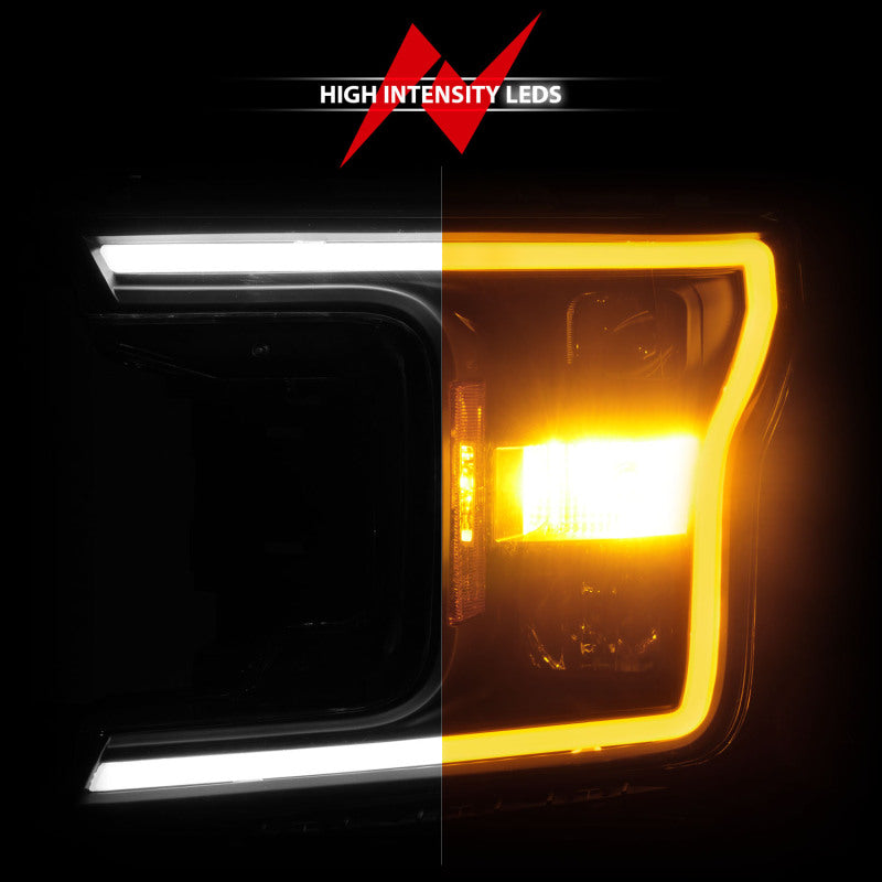 ANZO 2018-2020 Ford F-150 Projector Headlight w/ Plank Style Switchback Black Housing ANZO Headlights  AXOPROS