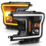 ANZO 2018-2020 Ford F-150 Projector Headlight w/ Plank Style Switchback Black Housing ANZO Headlights  AXOPROS