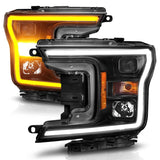 ANZO 2018-2020 Ford F-150 Projector Headlight w/ Plank Style Switchback Black Housing ANZO Headlights  AXOPROS