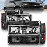 ANZO 88-98 Chevrolet C1500 Crystal Headlights Black ANZO Headlights  AXOPROS