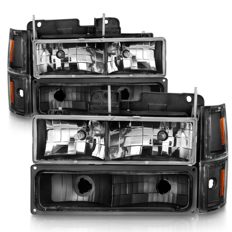 ANZO 88-98 Chevrolet C1500 Crystal Headlights Black ANZO Headlights  AXOPROS