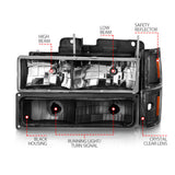 ANZO 88-98 Chevrolet C1500 Crystal Headlights Black ANZO Headlights  AXOPROS