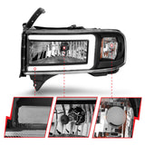 ANZO 94-02 Dodge RAM Crystal Headlight - w/ Light Bar Black Housing ANZO Headlights  AXOPROS