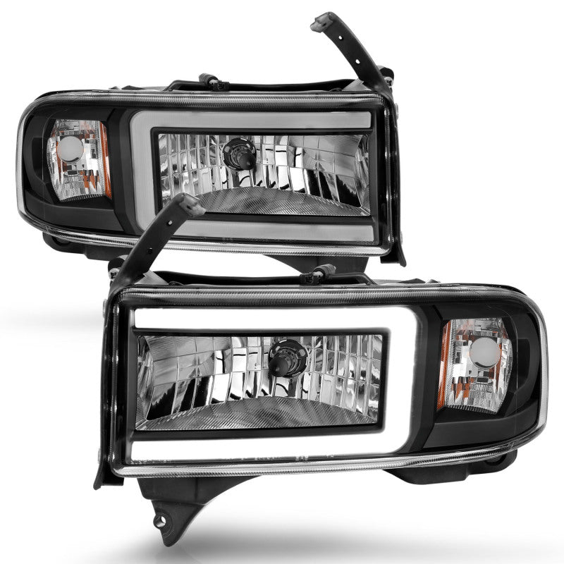 ANZO 94-02 Dodge RAM Crystal Headlight - w/ Light Bar Black Housing ANZO Headlights  AXOPROS