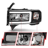 ANZO 94-02 Dodge RAM Crystal Headlight - w/ Light Bar Black Housing ANZO Headlights  AXOPROS