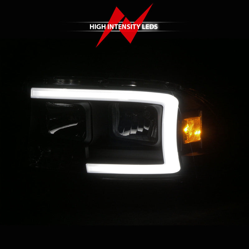 ANZO 97-04 Dodge Dakota/Durango Crystal headlight Set w/ Light Bar Black Housing ANZO Headlights  AXOPROS