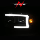 ANZO 97-04 Dodge Dakota/Durango Crystal headlight Set w/ Light Bar Black Housing ANZO Headlights  AXOPROS