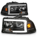 ANZO 97-04 Dodge Dakota/Durango Crystal headlight Set w/ Light Bar Black Housing ANZO Headlights  AXOPROS