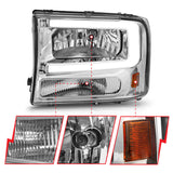 ANZO 99-04 Ford F250/F350/F450/Excursion (excl. 99) Crystal Headlights - w/ Light Bar Chrome Housing ANZO Headlights  AXOPROS