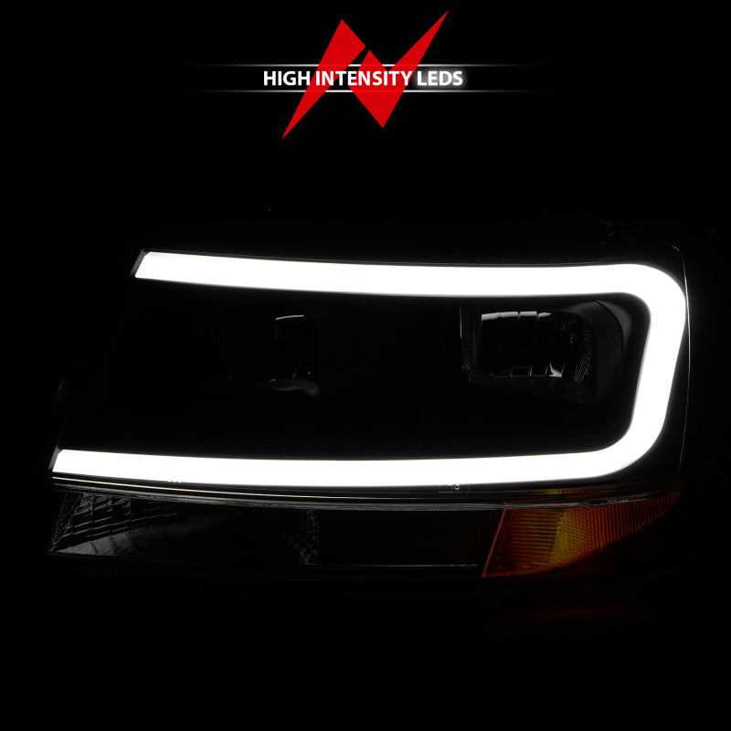 ANZO 99-04 Jeep Grand Cherokee Crystal Headlights - w/ Light Bar Black Housing ANZO Headlights  AXOPROS