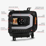 ANZO GMC SIERRA 1500 14-15 2500H/15-19 Projector Headlight Plank Style Black w/ Switchback (Halogen) ANZO Headlights  AXOPROS