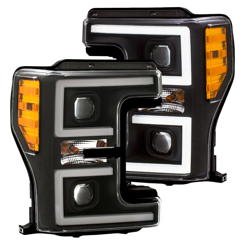 ANZO LED Headlights 17-18 Ford F-250 Super Duty Plank-Style L.E.D. Headlight Black (Pair) ANZO Headlights  AXOPROS