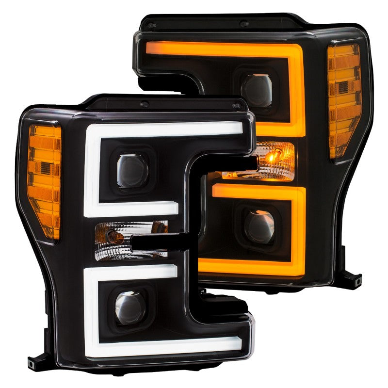 ANZO LED Headlights 17-18 Ford F-250 Super Duty Plank-Style L.E.D. Headlight Black (Pair) ANZO Headlights  AXOPROS
