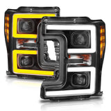 ANZO LED Headlights 17-18 Ford F-250 Super Duty Plank-Style L.E.D. Headlight Black (Pair) ANZO Headlights  AXOPROS