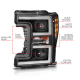 ANZO LED Headlights 17-18 Ford F-250 Super Duty Plank-Style L.E.D. Headlight Black (Pair) ANZO Headlights  AXOPROS
