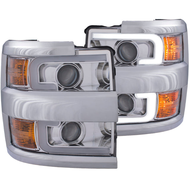 ANZO Projector Headlights 15-17 Chevrolet Silverado 2500HD / 3500HD Chrome w/ Chrome Rim ANZO Headlights  AXOPROS
