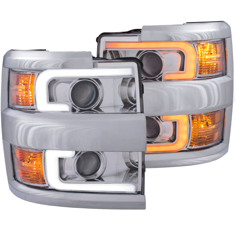ANZO Projector Headlights 15-17 Chevrolet Silverado 2500HD / 3500HD Chrome w/ Chrome Rim ANZO Headlights  AXOPROS