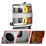 ANZO Projector Headlights 15-17 Chevrolet Silverado 2500HD / 3500HD Chrome w/ Chrome Rim ANZO Headlights  AXOPROS