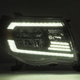AlphaRex 05-11 Toyota Tacoma LUXX Crystal Headlights Plank Style Alpha Black w/Activation Light/DRL AlphaRex Headlights  AXOPROS