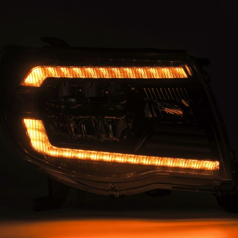 AlphaRex 05-11 Toyota Tacoma LUXX Crystal Headlights Plank Style Alpha Black w/Activation Light/DRL AlphaRex Headlights  AXOPROS