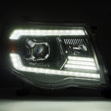 AlphaRex 05-11 Toyota Tacoma LUXX LED Projector Headlights Plank Style Black w/Activ Light and DRL AlphaRex Headlights  AXOPROS