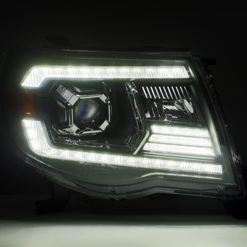 AlphaRex 05-11 Toyota Tacoma PRO-Series Projector Headlights Plank Style Design Alpha Black w/DRL AlphaRex Headlights  AXOPROS