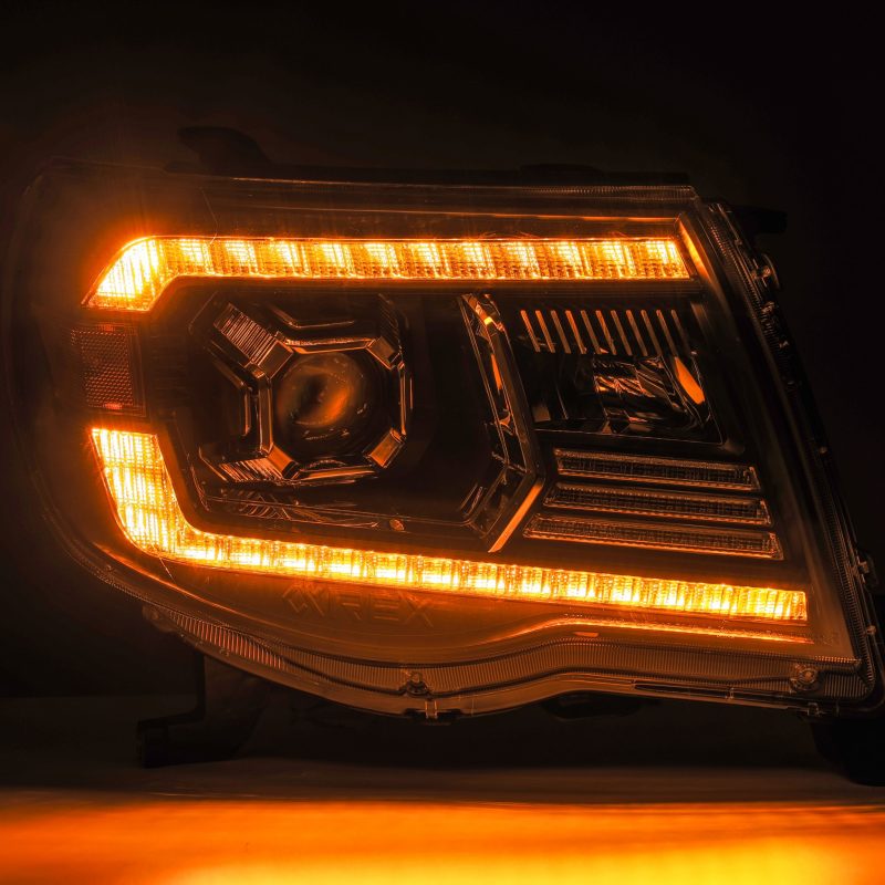 AlphaRex 05-11 Toyota Tacoma PRO-Series Projector Headlights Plank Style Design Black w/DRL AlphaRex Headlights  AXOPROS
