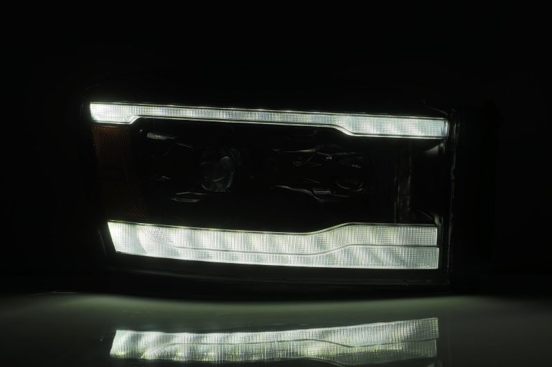 AlphaRex 06-08 Dodge Ram 1500HD LUXX LED Projector Headlights Plank Style Chrome w/Seq Signal/DRL AlphaRex Headlights  AXOPROS