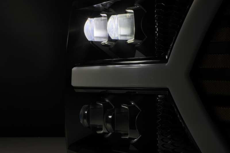 AlphaRex 07-13 Chevy 1500HD(NewBody) NOVA LED Proj Headlight Plank Sty Glos Blk w/Activ Lite/Seq Sig AlphaRex Headlights  AXOPROS