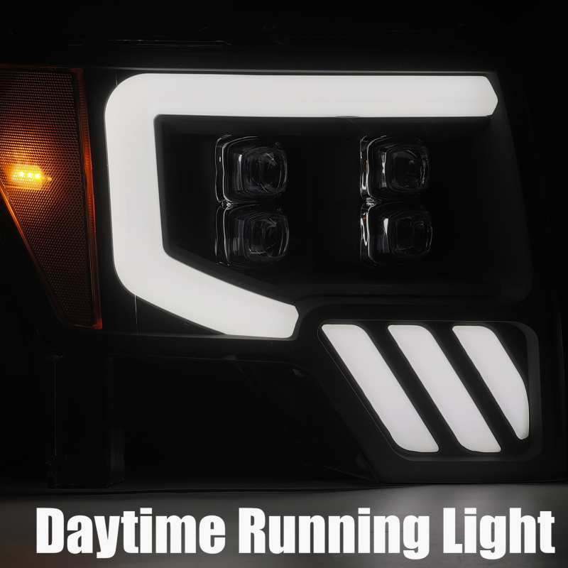 AlphaRex 09-14 Ford F-150 NOVA LED Proj Headlights Plank Style Gloss Black w/Activ Light/Seq Signal AlphaRex Headlights  AXOPROS