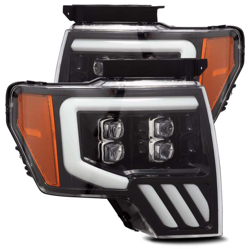AlphaRex 09-14 Ford F-150 NOVA LED Proj Headlights Plank Style Gloss Black w/Activ Light/Seq Signal AlphaRex Headlights  AXOPROS
