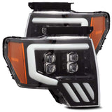 AlphaRex 09-14 Ford F-150 NOVA LED Proj Headlights Plank Style Gloss Black w/Activ Light/Seq Signal AlphaRex Headlights  AXOPROS
