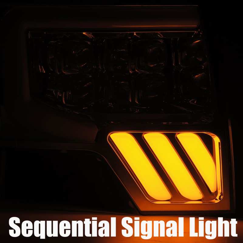 AlphaRex 09-14 Ford F-150 NOVA LED Proj Headlights Plank Style Gloss Black w/Activ Light/Seq Signal AlphaRex Headlights  AXOPROS