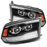 AlphaRex 09-18 Dodge Ram 1500HD LUXX LED Proj Headlights Plnk Style Blk w/Activ Light/Seq Signal/DRL AlphaRex Headlights  AXOPROS