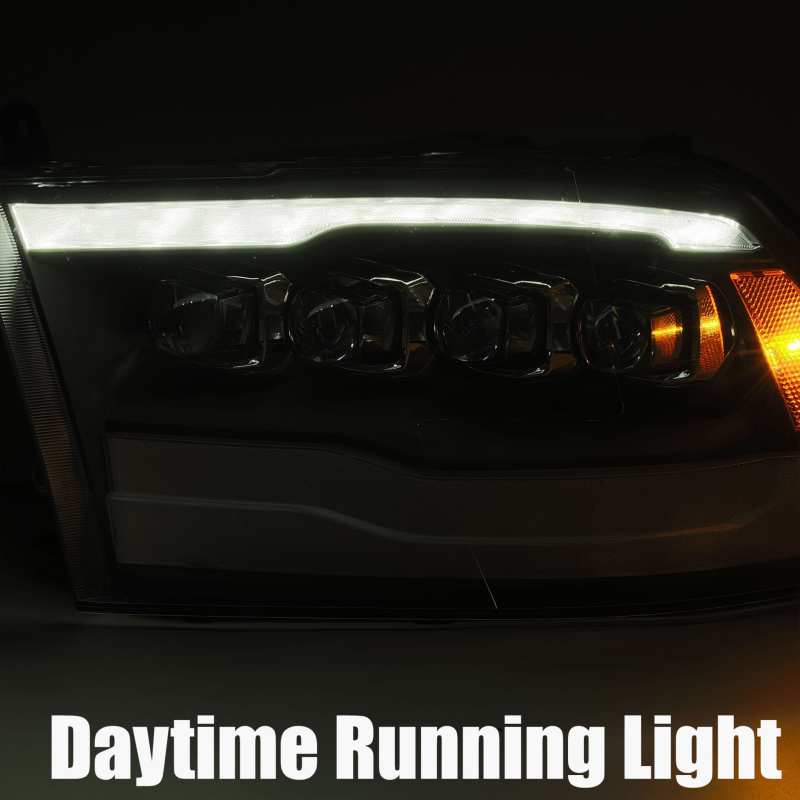AlphaRex 09-18 Dodge Ram 1500HD NOVA LED Projector Headlights Plank Style Design Alpha Black w/DRL AlphaRex Headlights  AXOPROS