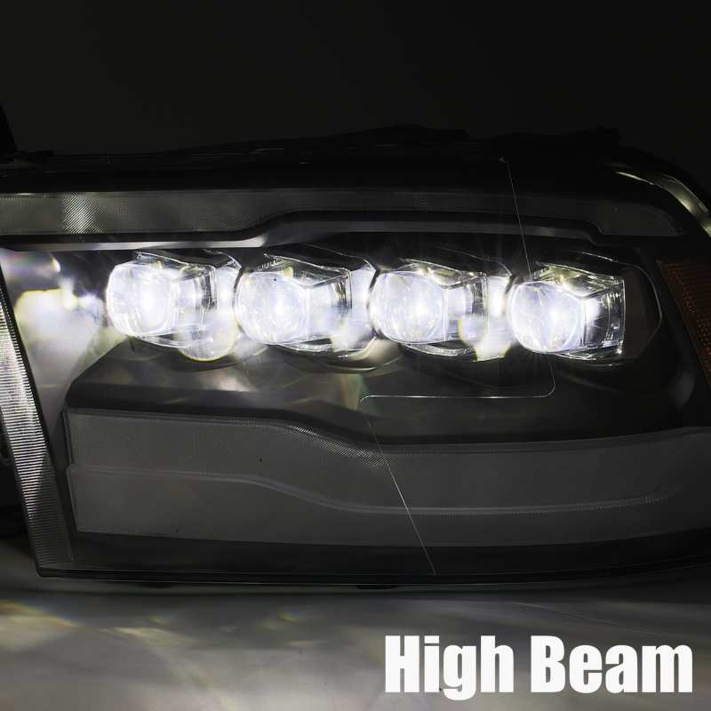 AlphaRex 09-18 Dodge Ram 1500HD NOVA LED Projector Headlights Plank Style Design Alpha Black w/DRL AlphaRex Headlights  AXOPROS