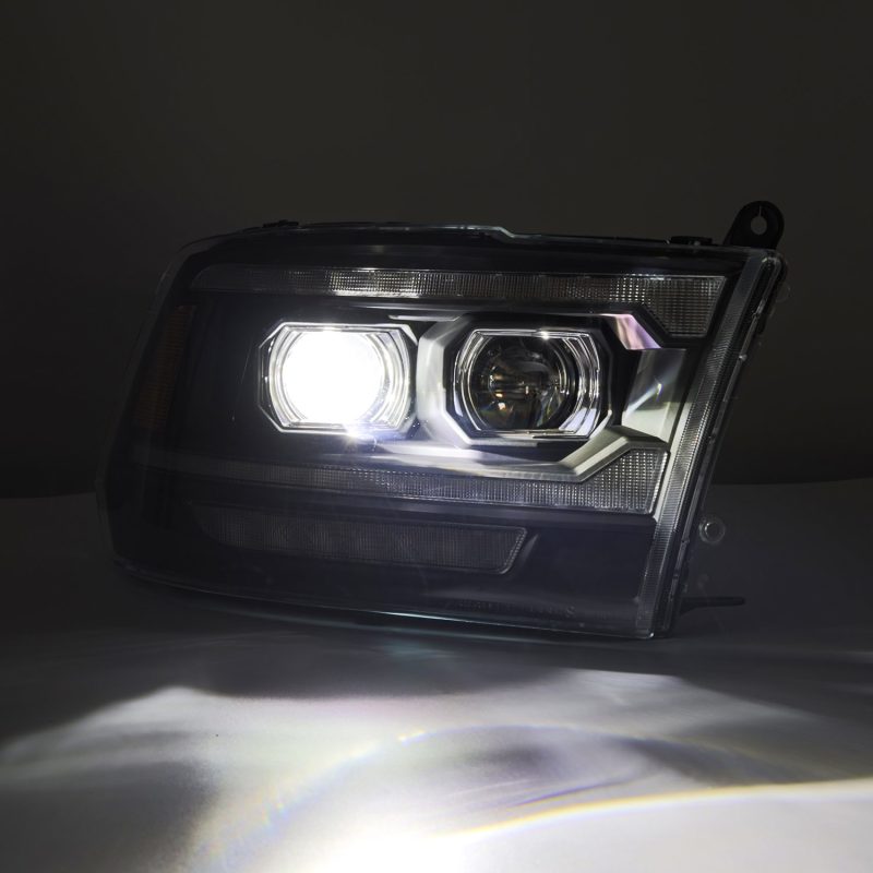AlphaRex 09-18 Dodge Ram 2500 LUXX LED Proj Headlights Plank Style Blk w/Activ Light/Seq Signal/DRL AlphaRex Headlights  AXOPROS