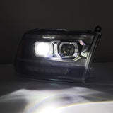 AlphaRex 09-18 Dodge Ram 2500 LUXX LED Proj Headlights Plank Style Blk w/Activ Light/Seq Signal/DRL AlphaRex Headlights  AXOPROS
