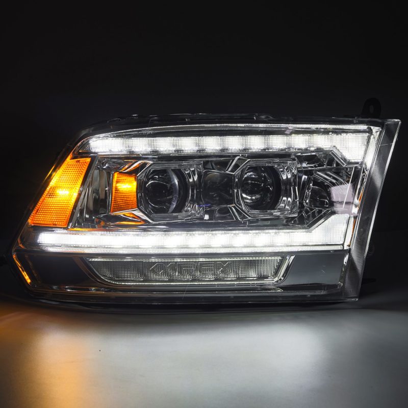 AlphaRex 09-18 Dodge Ram 2500 LUXX LED Proj Headlights Plank Style Chrm w/Activ Light/Seq Signal/DRL AlphaRex Headlights  AXOPROS