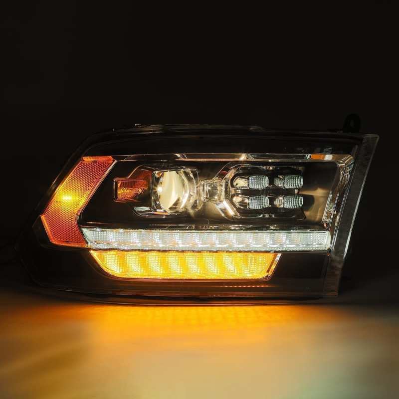 AlphaRex 09-18 Dodge Ram 2500HD LUXX LED Proj Headlights Plank Style Black w/Seq Signal/Smoked DRL AlphaRex Headlights  AXOPROS