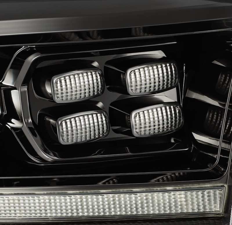 AlphaRex 09-18 Dodge Ram 2500HD LUXX LED Proj Headlights Plank Style Black w/Seq Signal/Smoked DRL AlphaRex Headlights  AXOPROS