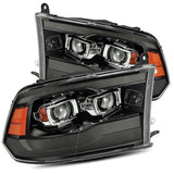 AlphaRex 09-18 Ram 1500HD LUXX Proj Headlight Plnk Style Jet Blk w/Activ Light/Seq Signal/Smoked DRL AlphaRex Headlights  AXOPROS