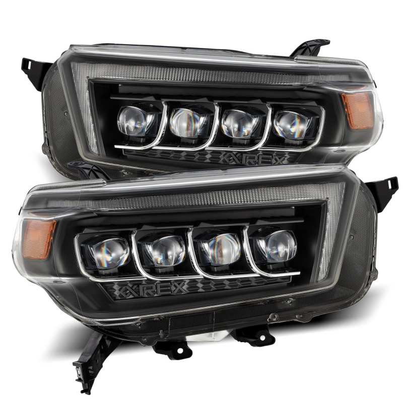 AlphaRex 10-13 Toyota 4Runner NOVA LED Projector Headlights Plank Style Black w/Seq Signal/DRL AlphaRex Headlights  AXOPROS