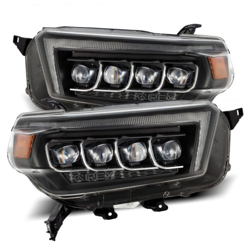 AlphaRex 10-13 Toyota 4Runner NOVA LED Projector Headlights Plank Style Black w/Seq Signal/DRL AlphaRex Headlights  AXOPROS