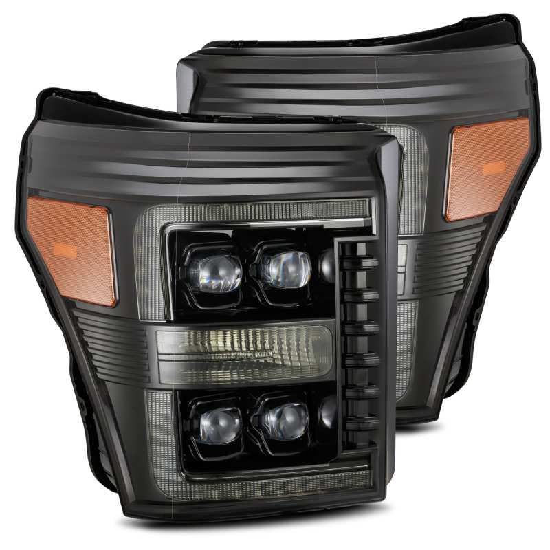 AlphaRex 11-16 Ford F-350 SD NOVA LED Proj Headlights Plank Style Alpha Blk w/Activ Light/Seq Signal AlphaRex Headlights  AXOPROS