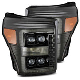 AlphaRex 11-16 Ford F-350 SD NOVA LED Proj Headlights Plank Style Alpha Blk w/Activ Light/Seq Signal AlphaRex Headlights  AXOPROS