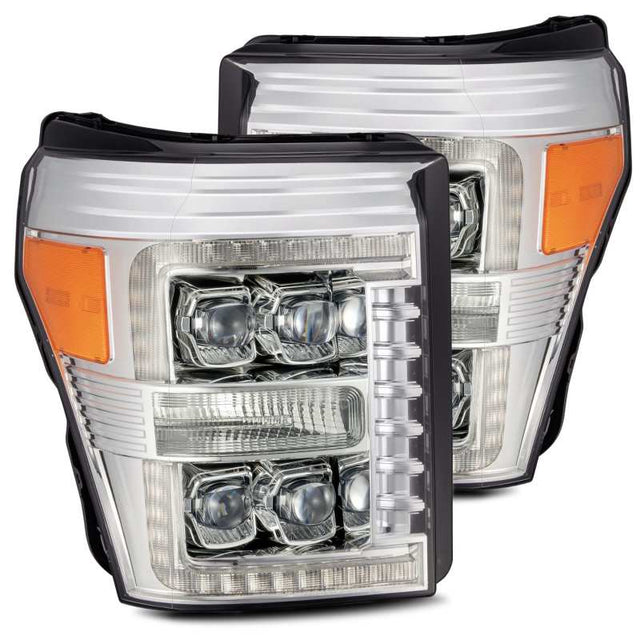 AlphaRex 11-16 Ford F-350 SD NOVA LED Proj Headlights Plank Style Chrm w/Activ Light/Seq Signal AlphaRex Headlights  AXOPROS